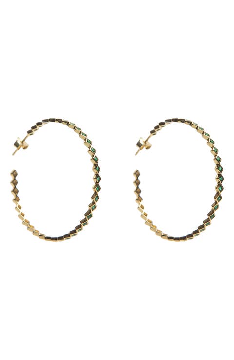 Princess Cut Cubic Zirconia Hoop Earrings