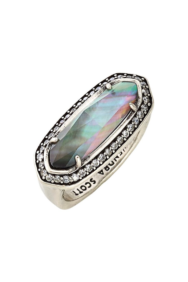 'Arielle' Ring, Main, color, BLACK MOTHER OF PEARL/ SILVER