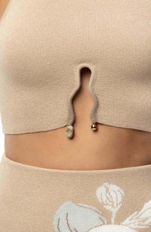 Jluxlabel Oasis Print Knit Crop Top & Miniskirt Set In Brown