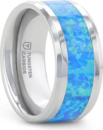 Larson Jewelers Quasar Tungsten Wedding Band With Opal Inlay