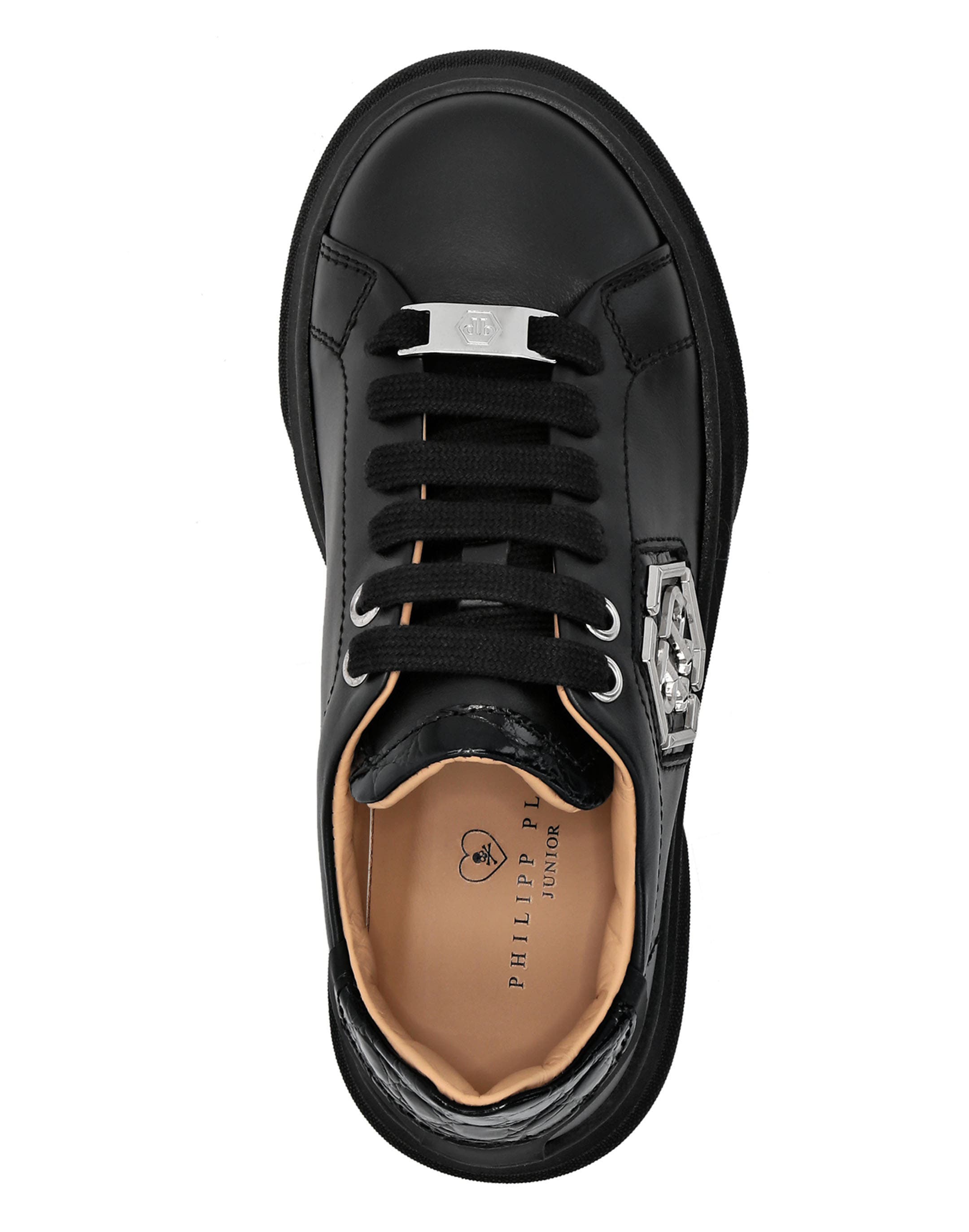 Leather Lo-Top Sneakers Hexagon Boy, Alternate, color, black
