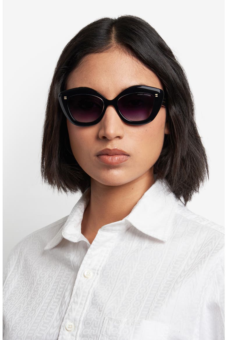 52mm Cat Eye Sunglasses, Alternate, color, CRYSTAL BLACK/ DARK GREY