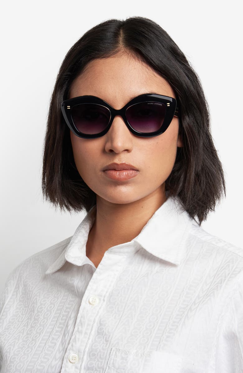 Marc Jacobs 52mm Cat Eye Sunglasses, Alternate, color, Crystal Black/ Dark Grey