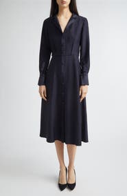 Jason Wu Collection Long Sleeve Washed Twill Midi Shirtdress