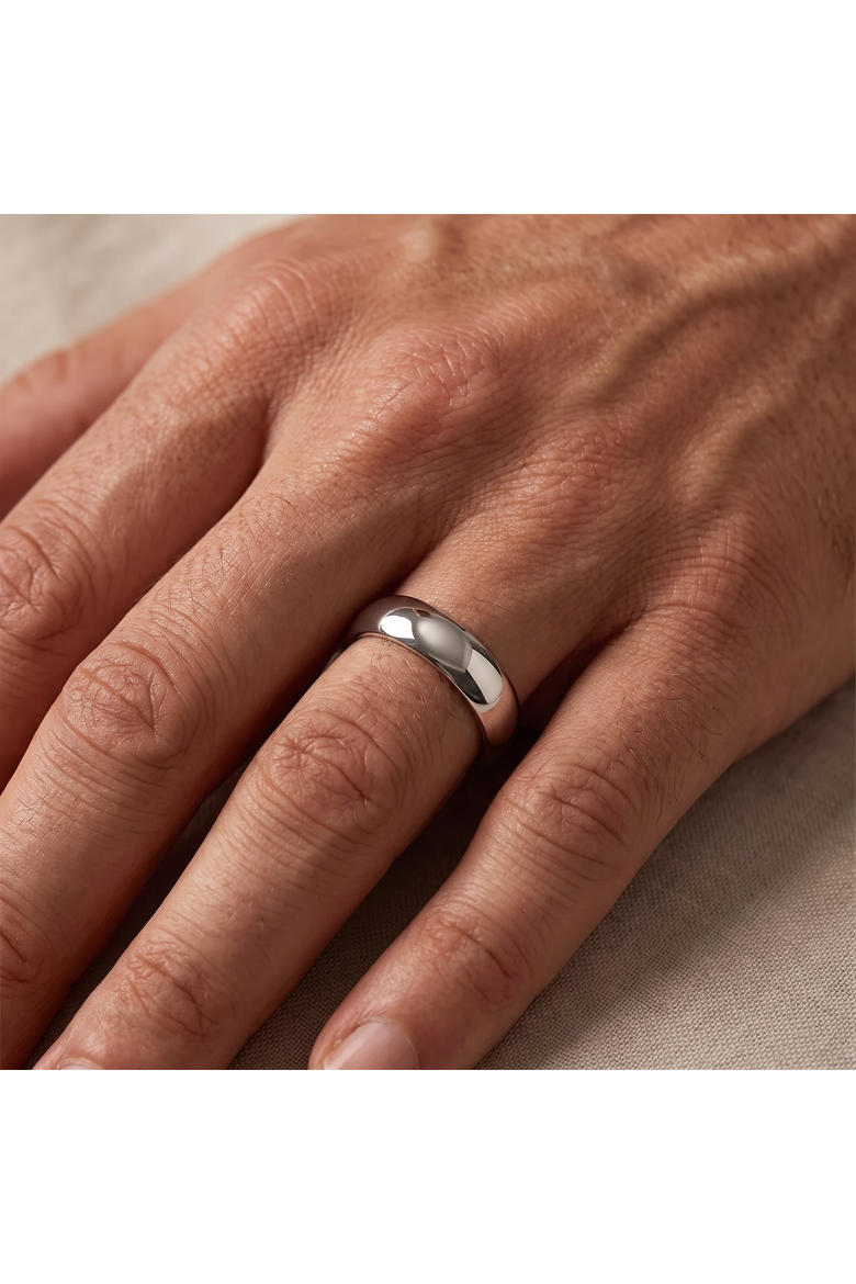 6mm Dome High Polished Wedding Band 14K Gold, Alternate, color, 14k White Gold