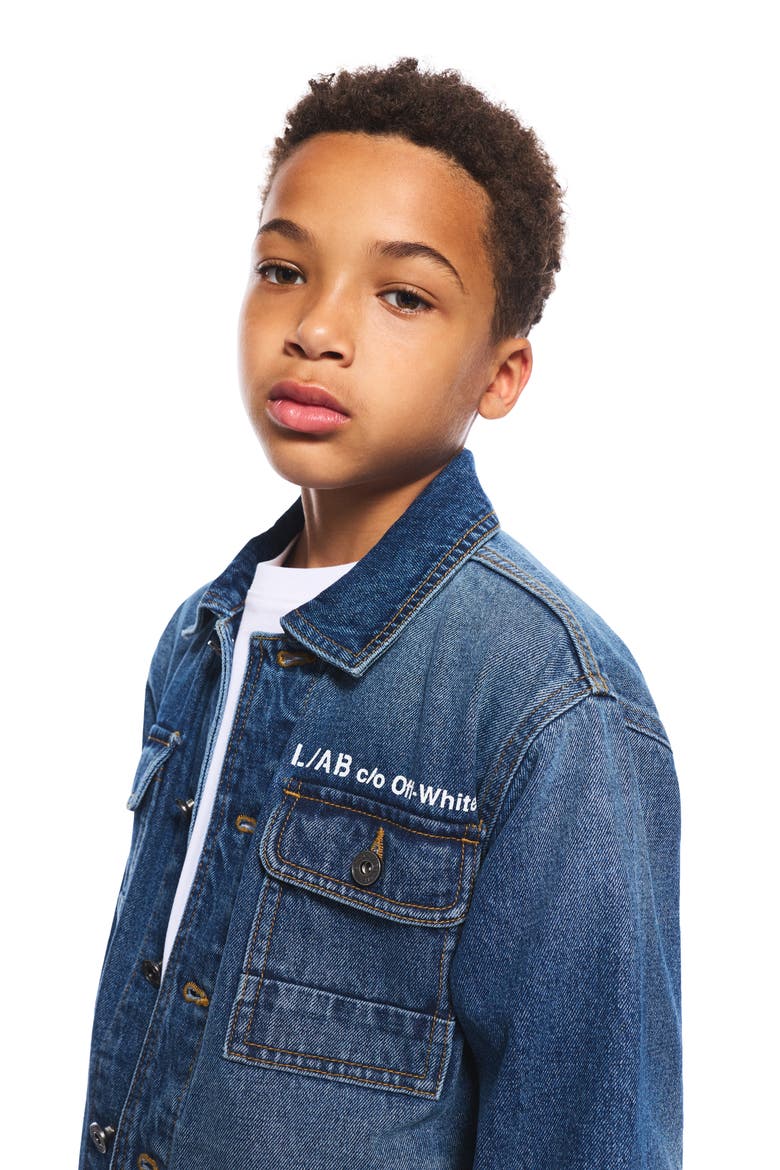 Kids' Diag Denim Jacket, Alternate, color, STEEL INDIGO