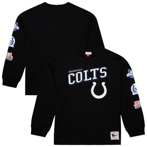 Men's Mitchell & Ness  Black Indianapolis Colts Training Camp Vintage Logos Long Sleeve T-Shirt