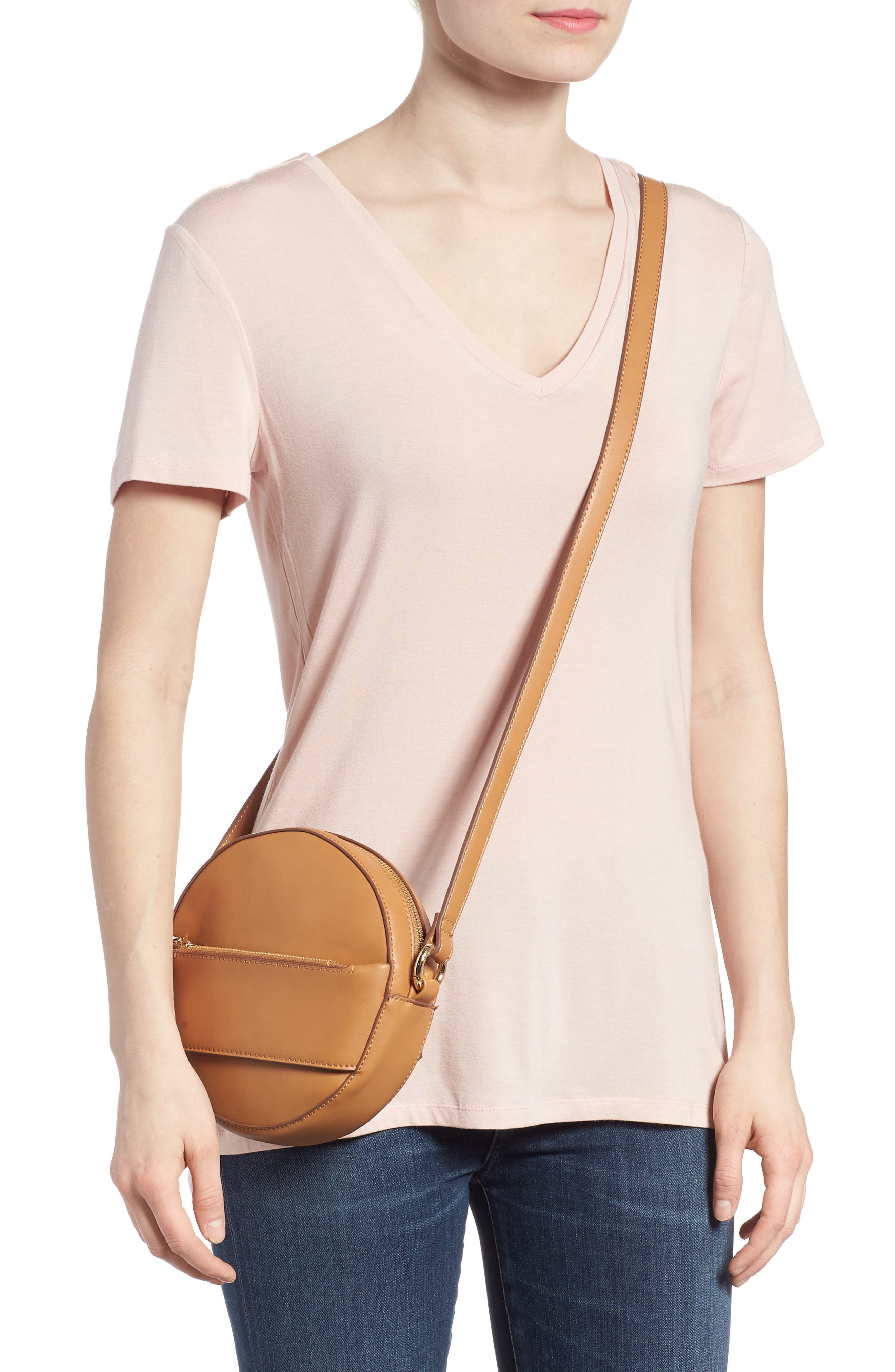 Faux Leather Canteen Crossbody Bag, Alternate, color, CAMEL