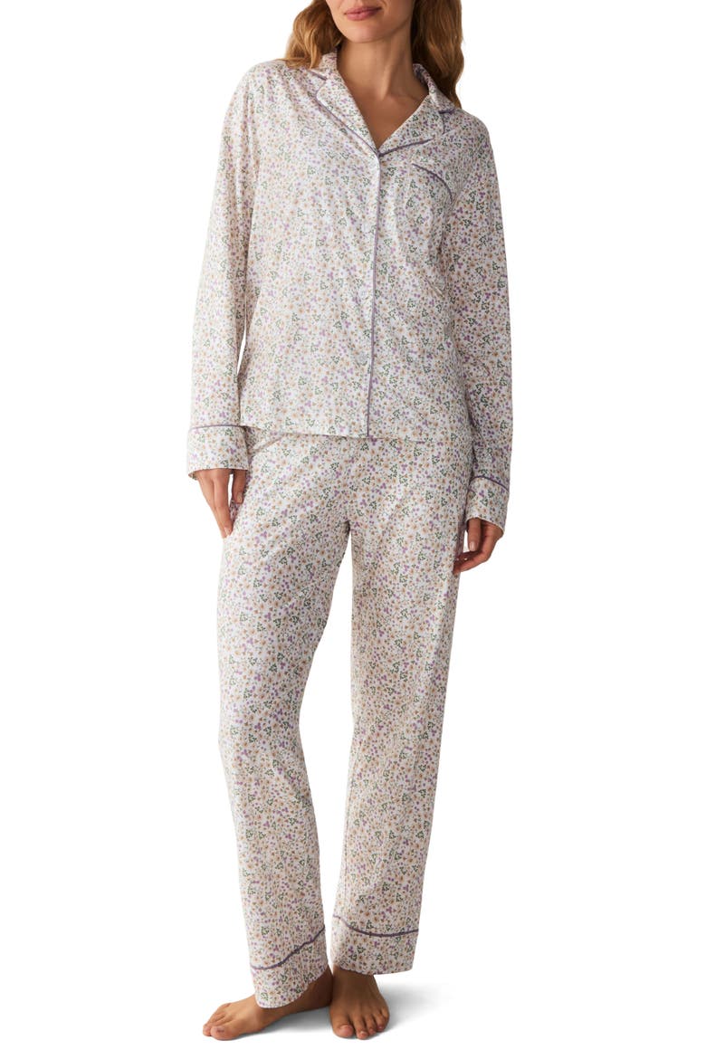 Pima Cotton Pajamas, Main, color, WHITE/ PURPLE/ LIGHT TAN