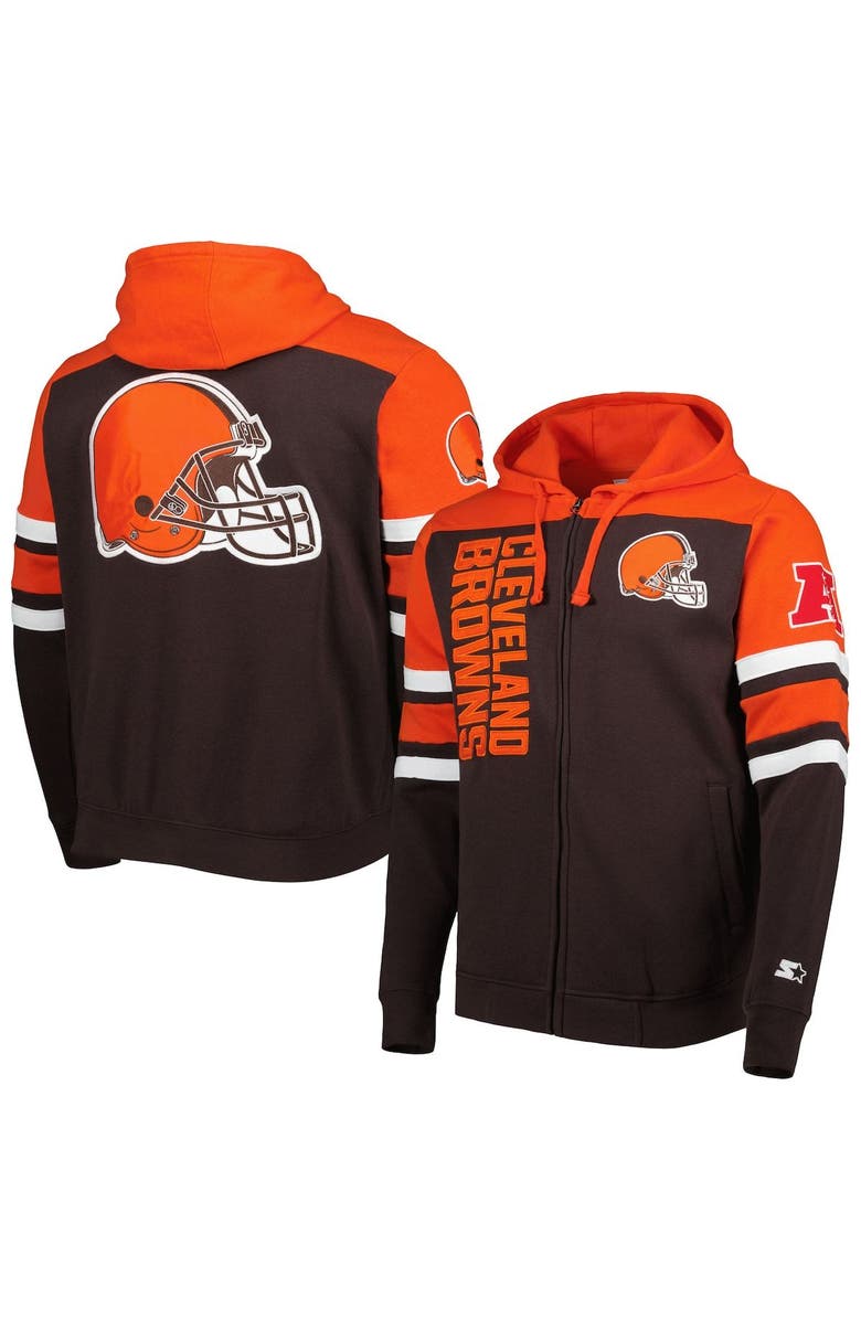 STARTER Men's Starter Brown Cleveland Browns Extreme Full-Zip Hoodie Jacket, Alternate, color, 