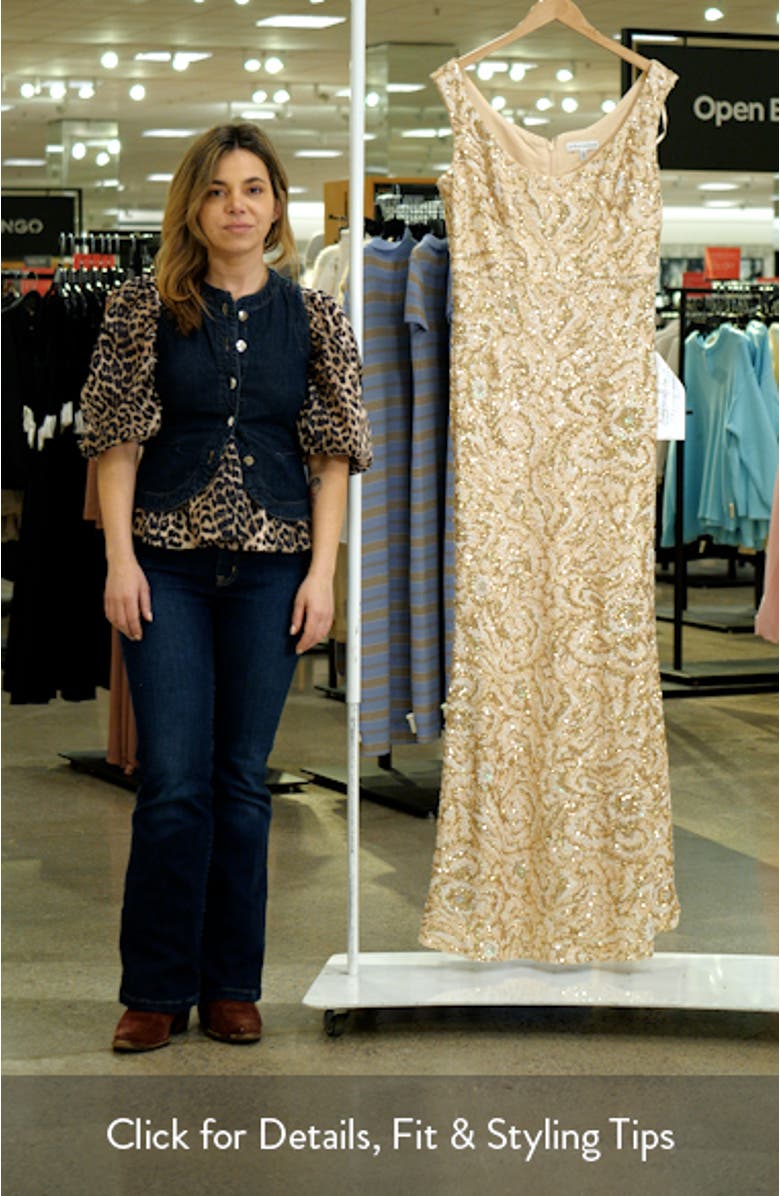 Josie Sequin Floral Mermaid Gown, sales video thumbnail