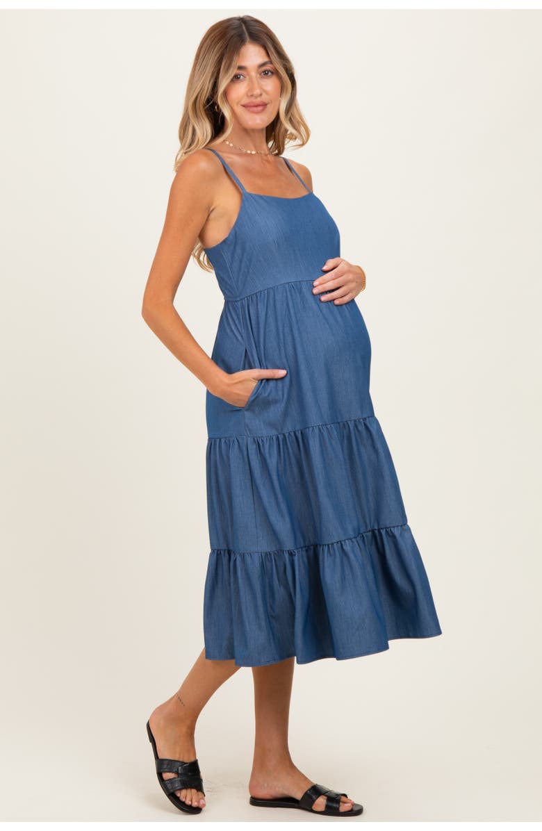 PinkBlush Tiered Sleeveless Midi Dress, Alternate, color, Denim