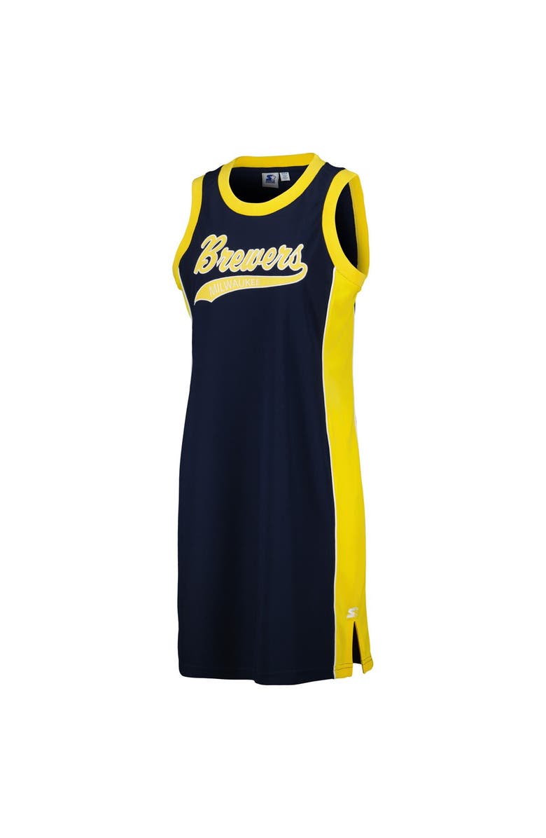 STARTER Women's Starter Navy Milwaukee Brewers Slam Dunk Tank Sneaker Dress, Alternate, color, 