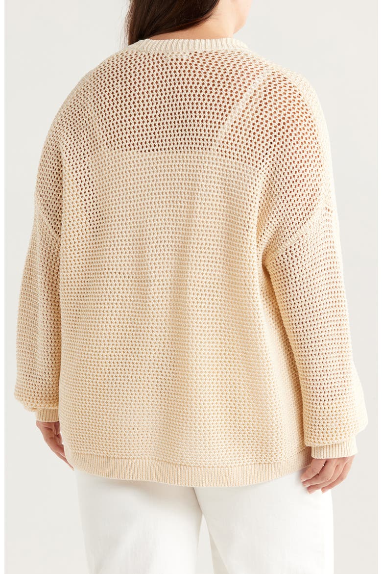 Open Stitch Cotton Cardigan, Alternate, color, BEIGE BURNT