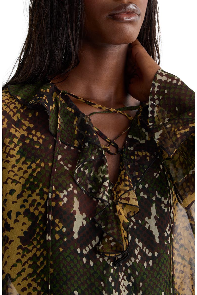 Paola Ruffled Neck Top, Alternate, color, SERPENTE CARAWAY