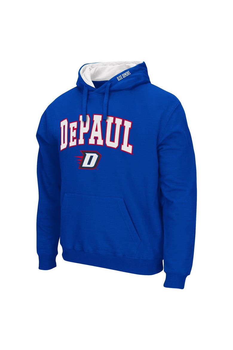 Men's Colosseum Royal DePaul Blue Demons Arch and Logo Pullover Hoodie, Alternate, color, Royal