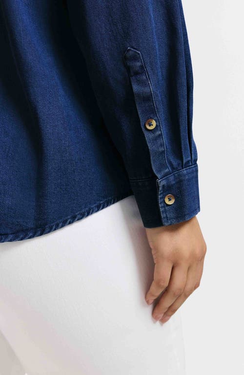 Foxcroft Margie Denim Button-up Shirt In Blue