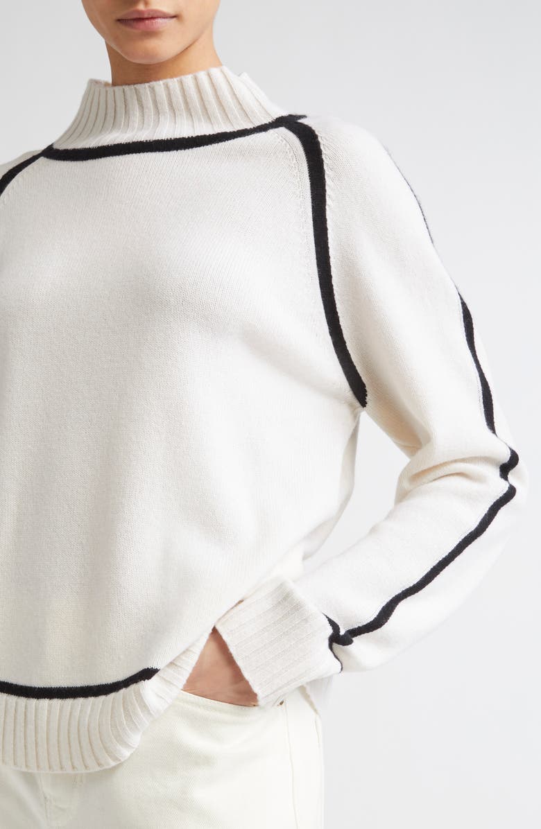 Max Mara Studio Pescara Merino Wool & Cashmere Mock Neck Sweater, Alternate, color, White
