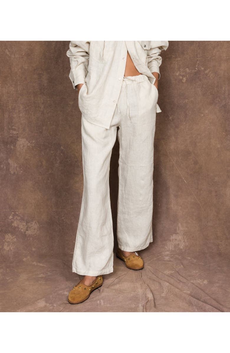 Fortela Jaleh Drawstring Linen Trousers, Alternate, color, Dove Grey