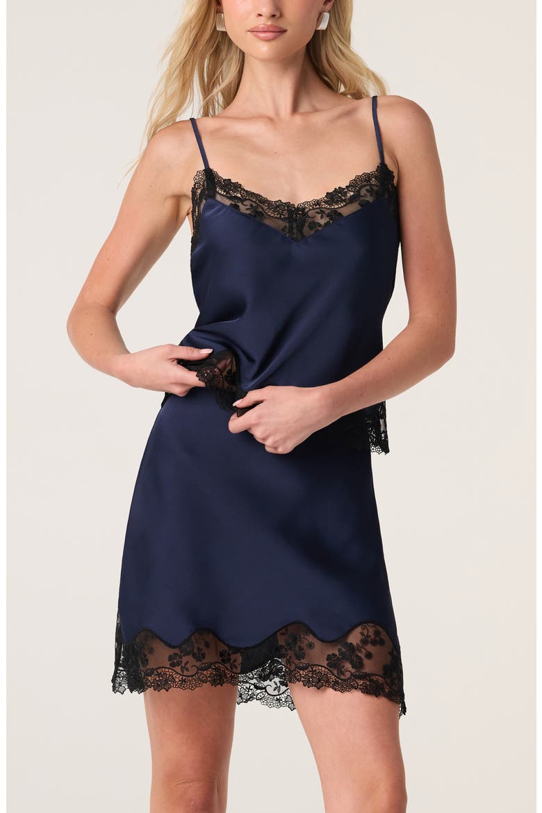 Yulissa Lace Hem Miniskirt, Alternate, color, NAVY