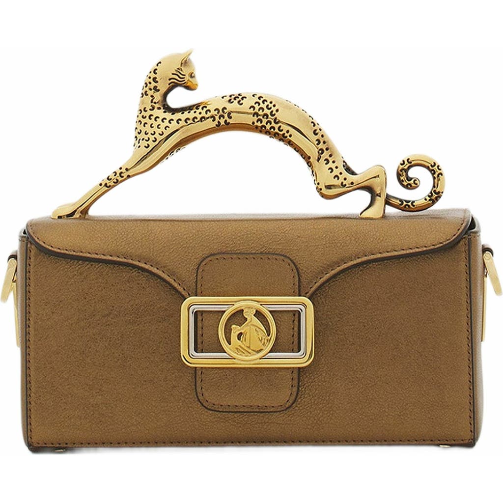 Shop Lanvin Nano Pencil Cat Bag In Metallic Grained Leather