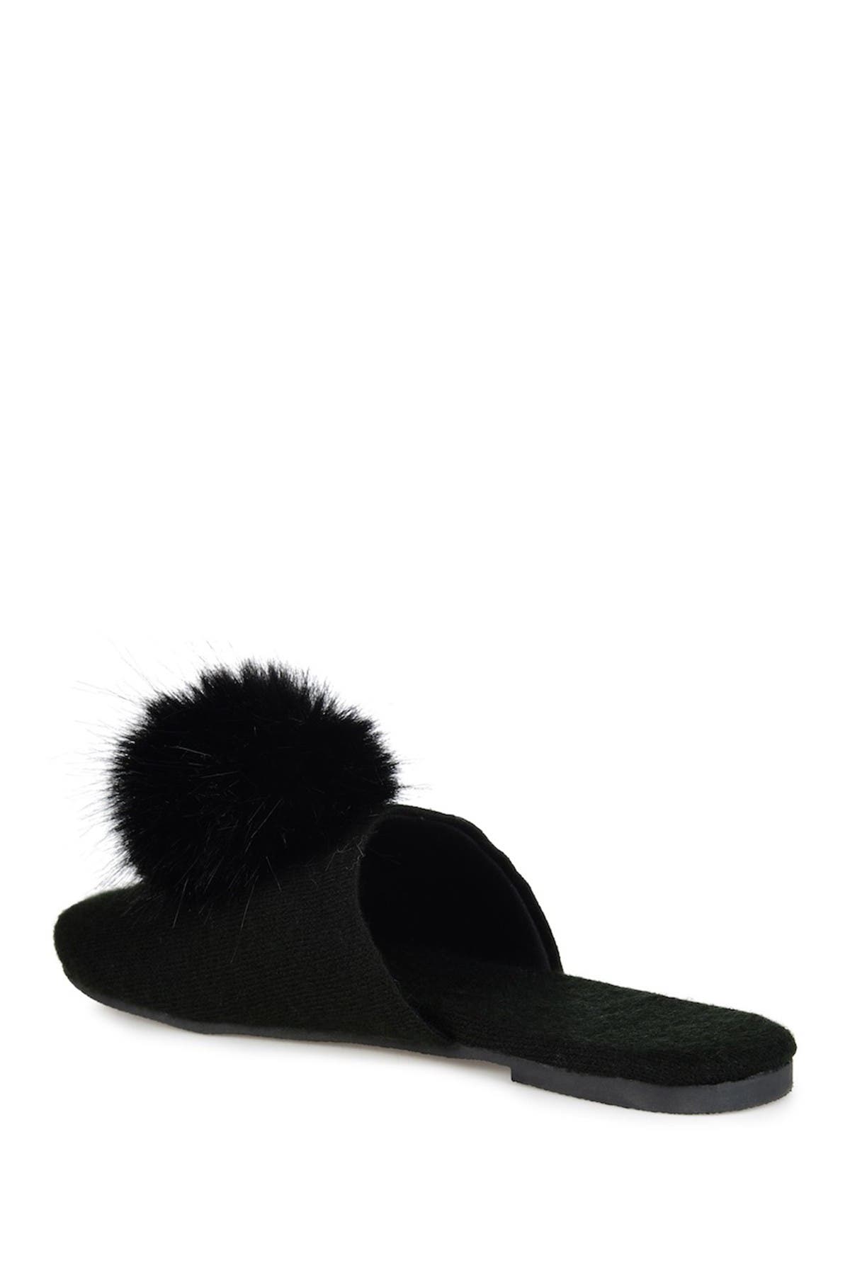 Journee Collection Nightfall Faux Fur Pompom Slipper, Alternate, color, Black