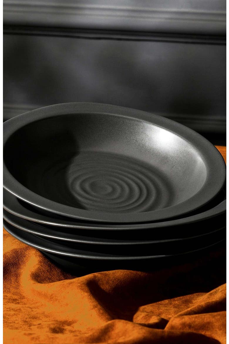Orbit Stoneware 24-Piece Dinnerware Set with Pasta Bowls, Alternate, color, Charcoal 24 Piece Set