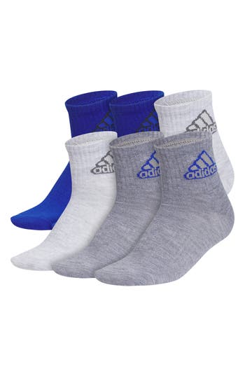 Adidas Originals Adidas Kids' Assorted 6-pack Aeroready Superlite Ankle Socks In Royal Blue/heather Grey
