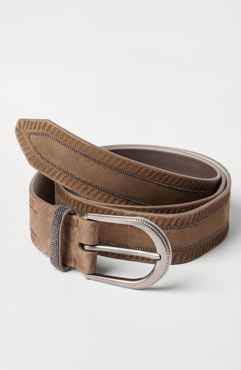 Brunello Cucinelli Suede belt, Alternate, color, Light Brown