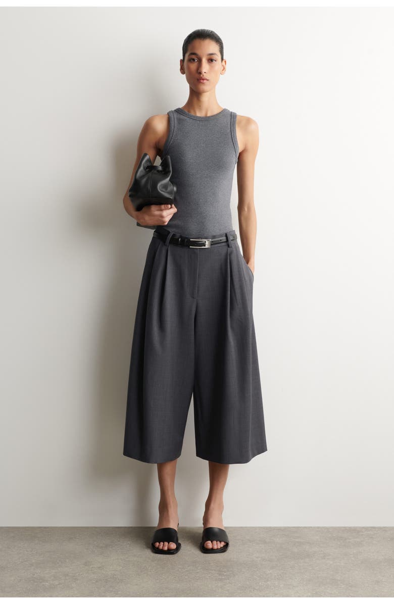 COS Pleated Wool-blend Culottes, Main, color, Gray
