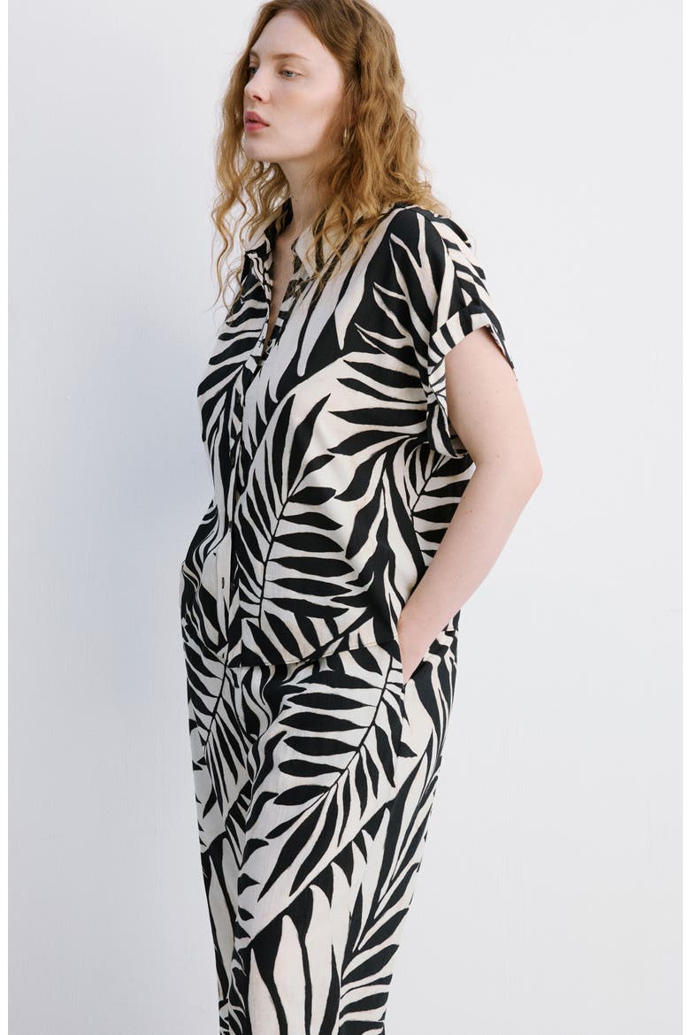 Tropical Print Wide Leg Pants, Alternate, color, ECRU