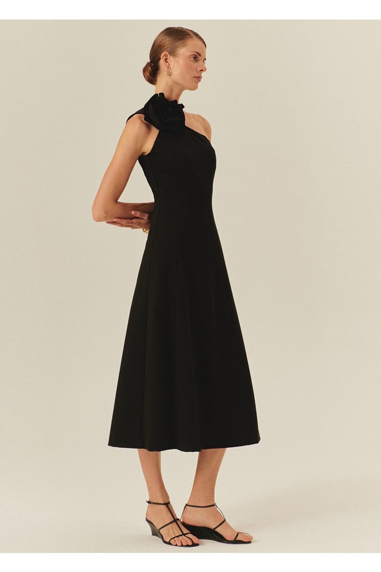 Emmy Midi Dress, Alternate, color, BLACK
