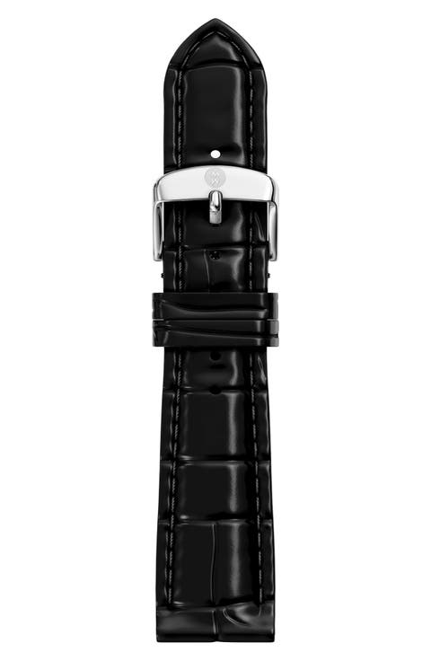 Croc Embossed Leather Watchband, 18mm