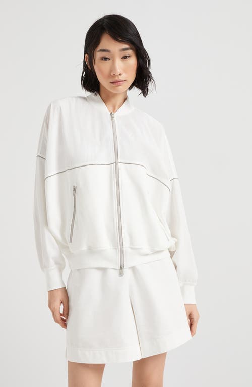 Brunello Cucinelli Paneled Sweatshirt With Monili In White