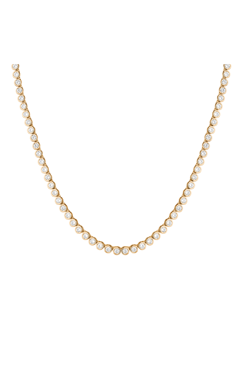 Aurate New York Lab Grown White Sapphire Bezel Tennis Necklace, Main, color, Yellow Vermeil