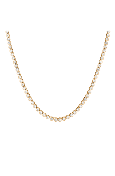 Lab Grown White Sapphire Bezel Tennis Necklace