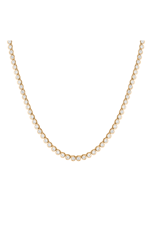 Aurate New York Lab Grown White Sapphire Bezel Tennis Necklace In Gold