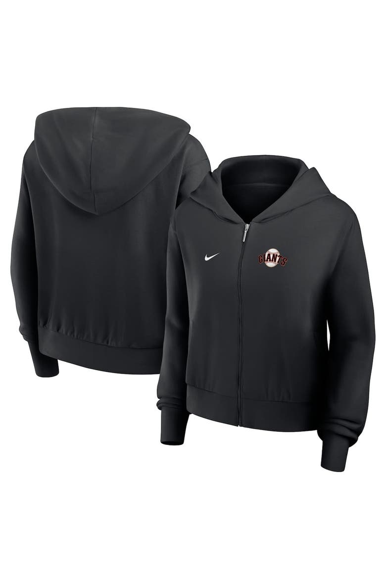 Women's Nike Black San Francisco Giants Cropped Chill Full-Zip Hoodie, Alternate, color, Black