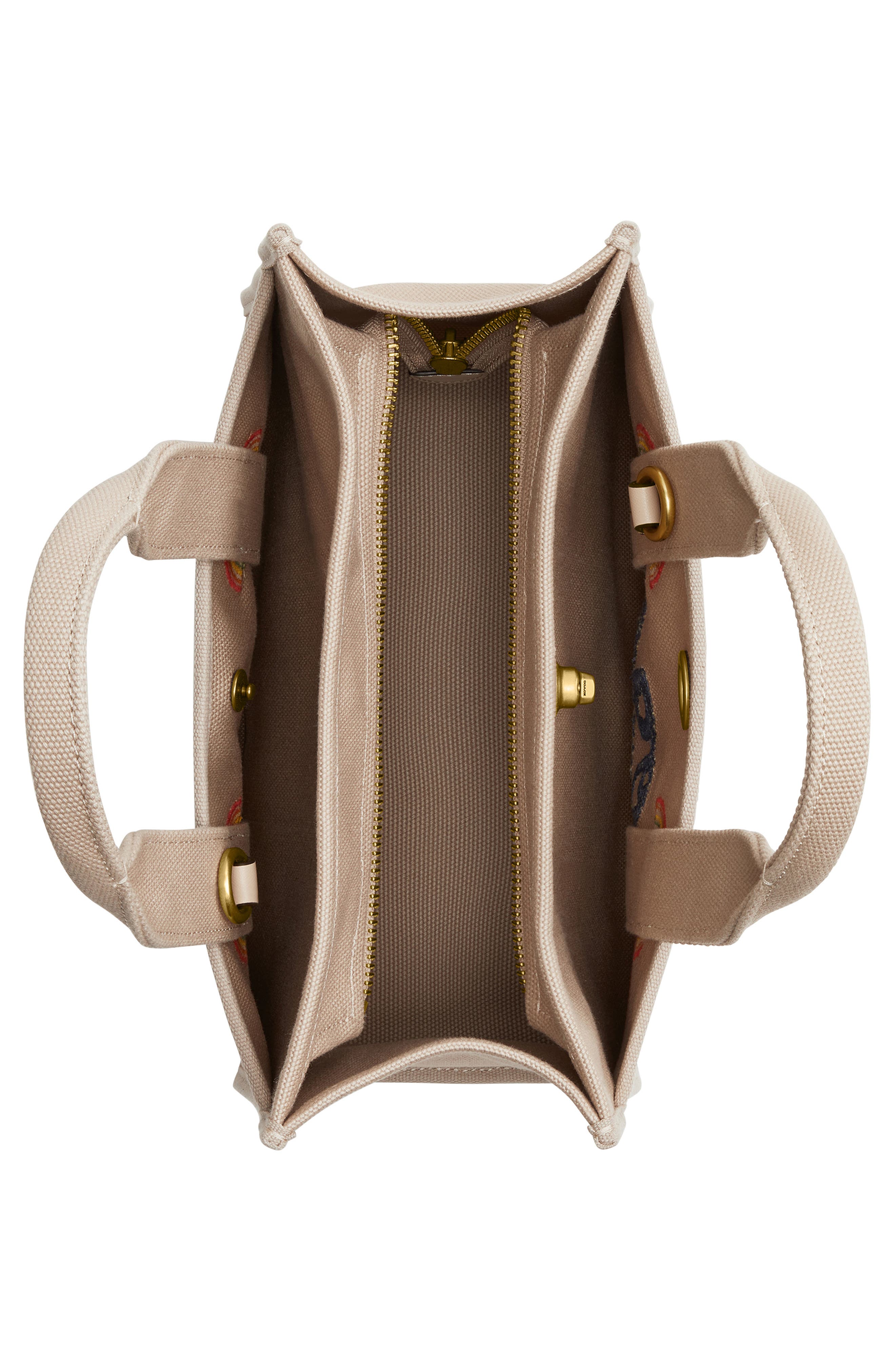 COACH Embroidered Rainbow Cotton Canvas Cargo Tote, Alternate, color, Dark Natural