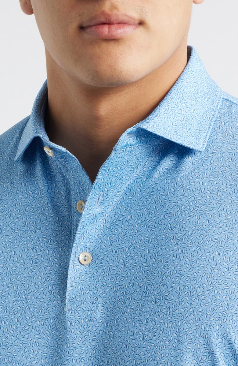 Peter Millar Magnolia Botanic Print Performance Jersey Polo, Alternate, color, Cottage Blue