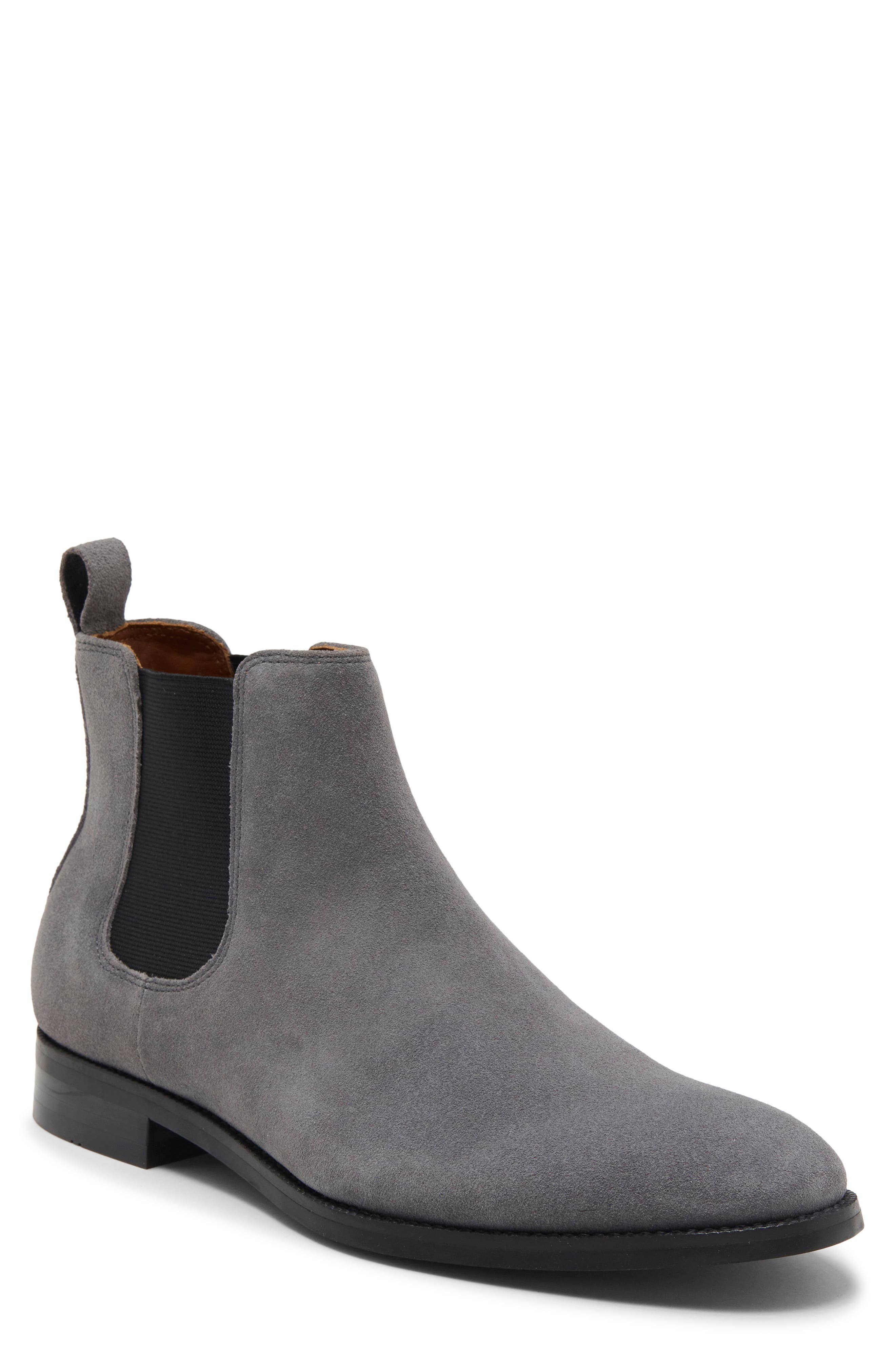 Leather Chelsea Boot, Main, color, GREY SUEDE