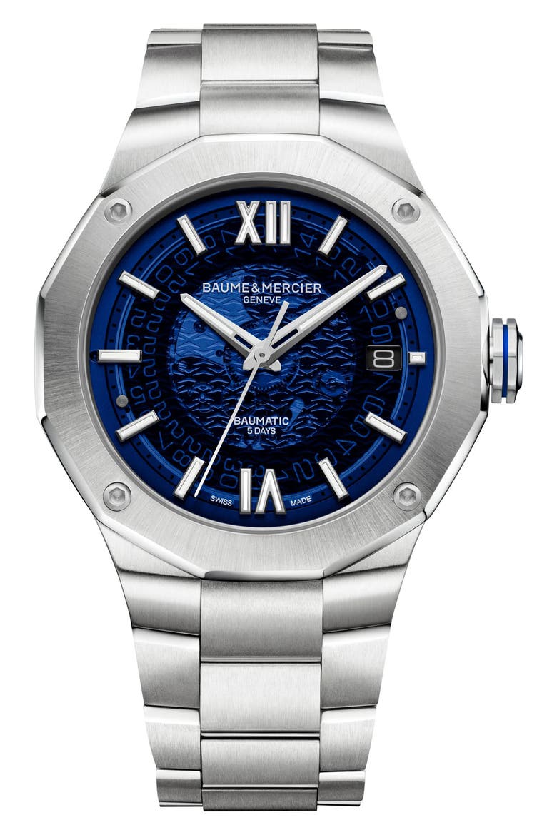 Riviera 10616 Automatic Bracelet Watch, 36mm, Main, color, BLUE SAPPHIRE
