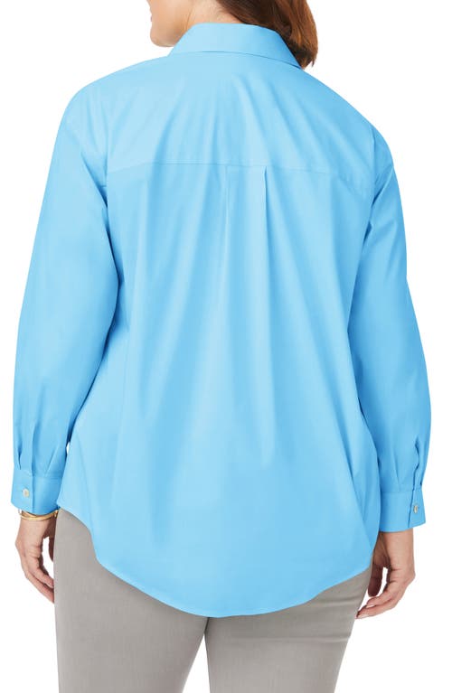 Foxcroft Lacey Non-iron Popover Tunic Top In Baltic Blue