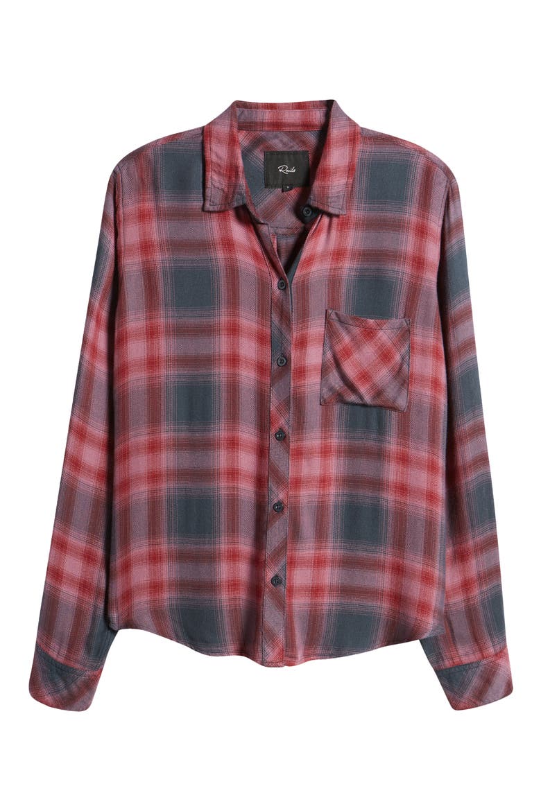 Hunter Plaid Button-Up Shirt, Alternate, color, DUSTY MAUVE EVERGREEN