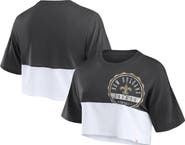 FANATICS Women's Fanatics Branded Black/White New Orleans Saints Boxy Color Split Cropped T-Shirt