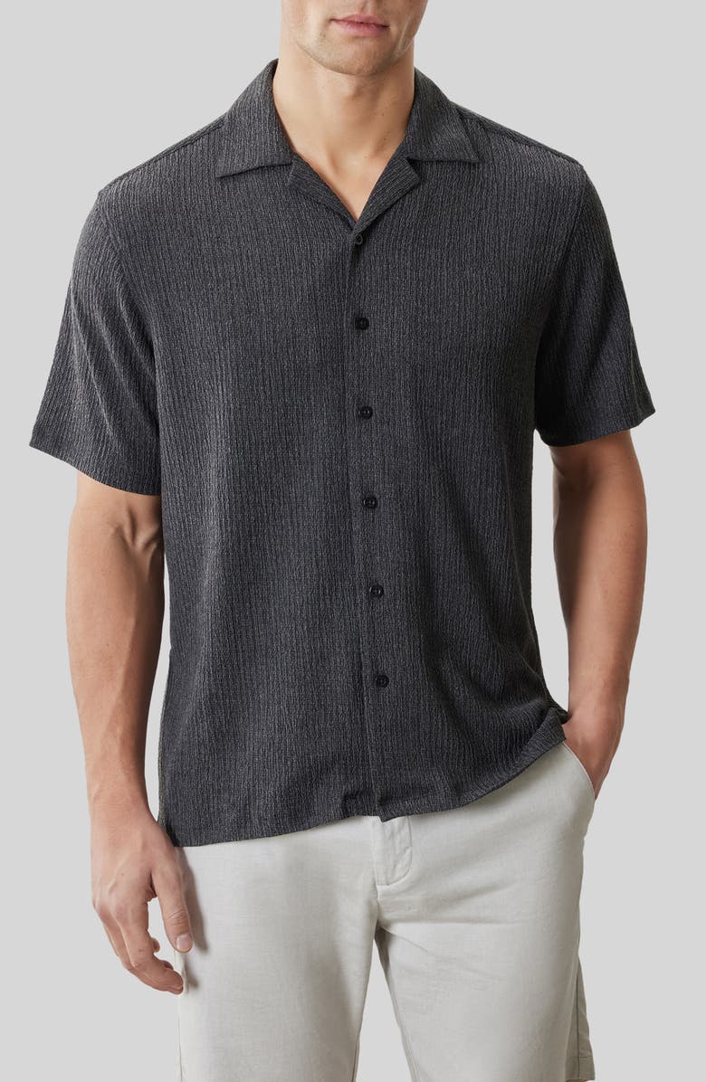 Robert Barakett Kaezor Crepe Camp Shirt, Main, color, Charcoal