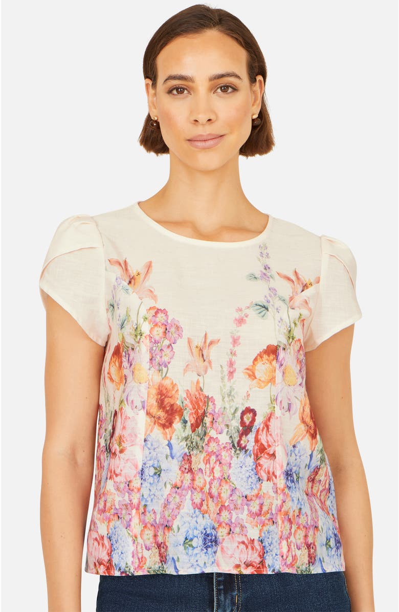 Yumi Floral Border Top, Alternate, color, Pink