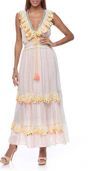 RANEES Ruffle Sleeveless Cotton Maxi Dress