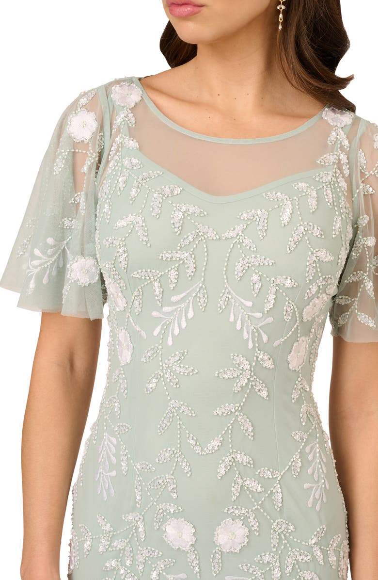 Adrianna Papell Floral Beaded Sheath Dress, Alternate, color, 