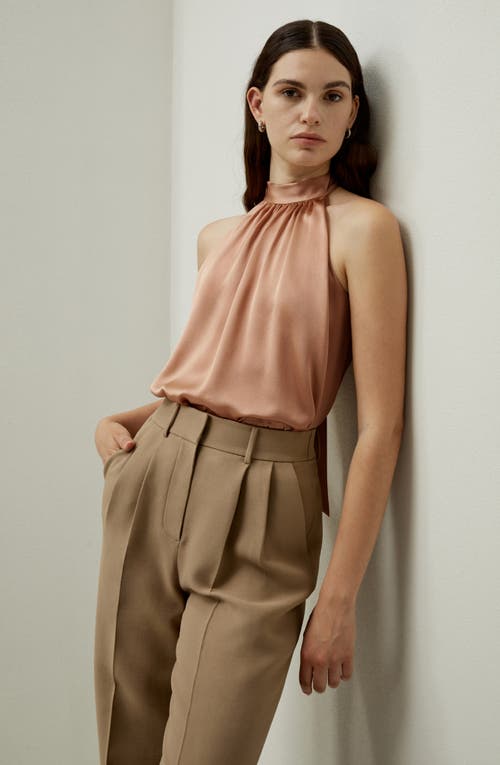 Shop Lilysilk Graceful Breeze Silk Halter Top In Quartz Rose